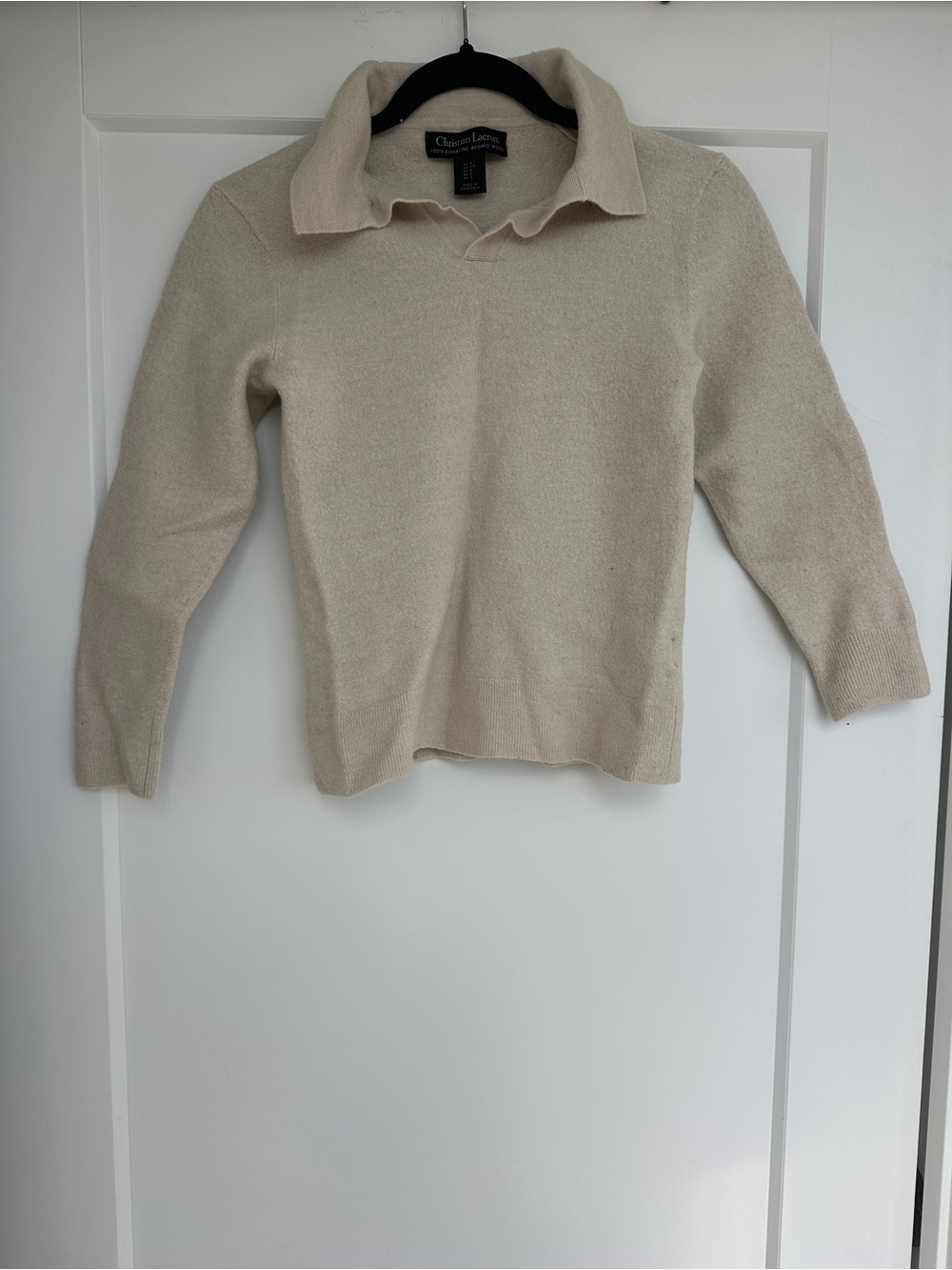 Cream Collared Knit Pullover